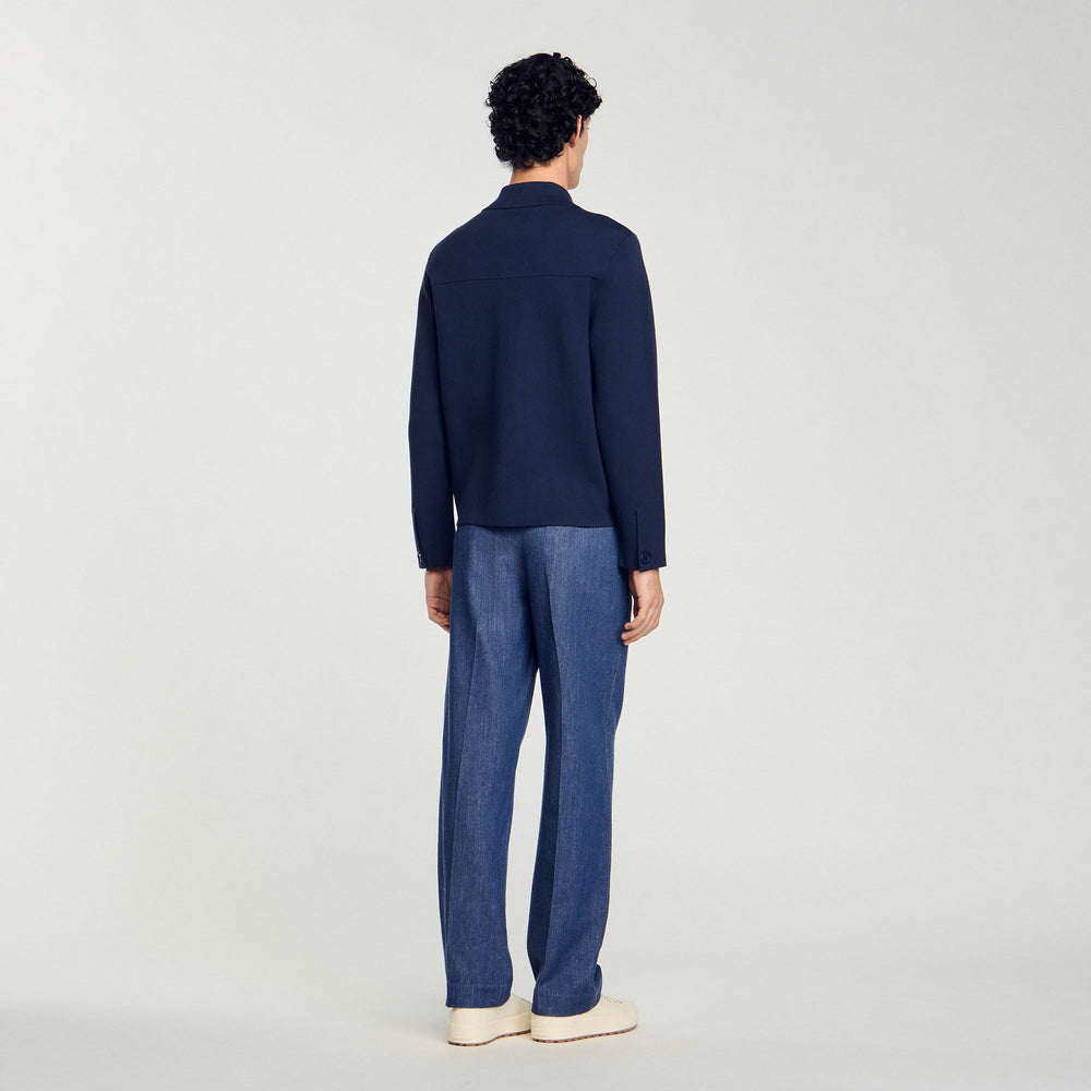 Knit jacket Midnight Blue Sandro Men