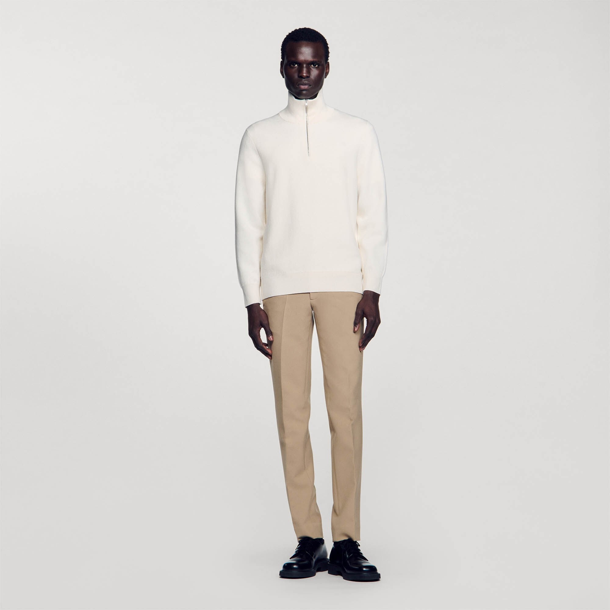 Half-Zip sweater Ecru Sandro Men