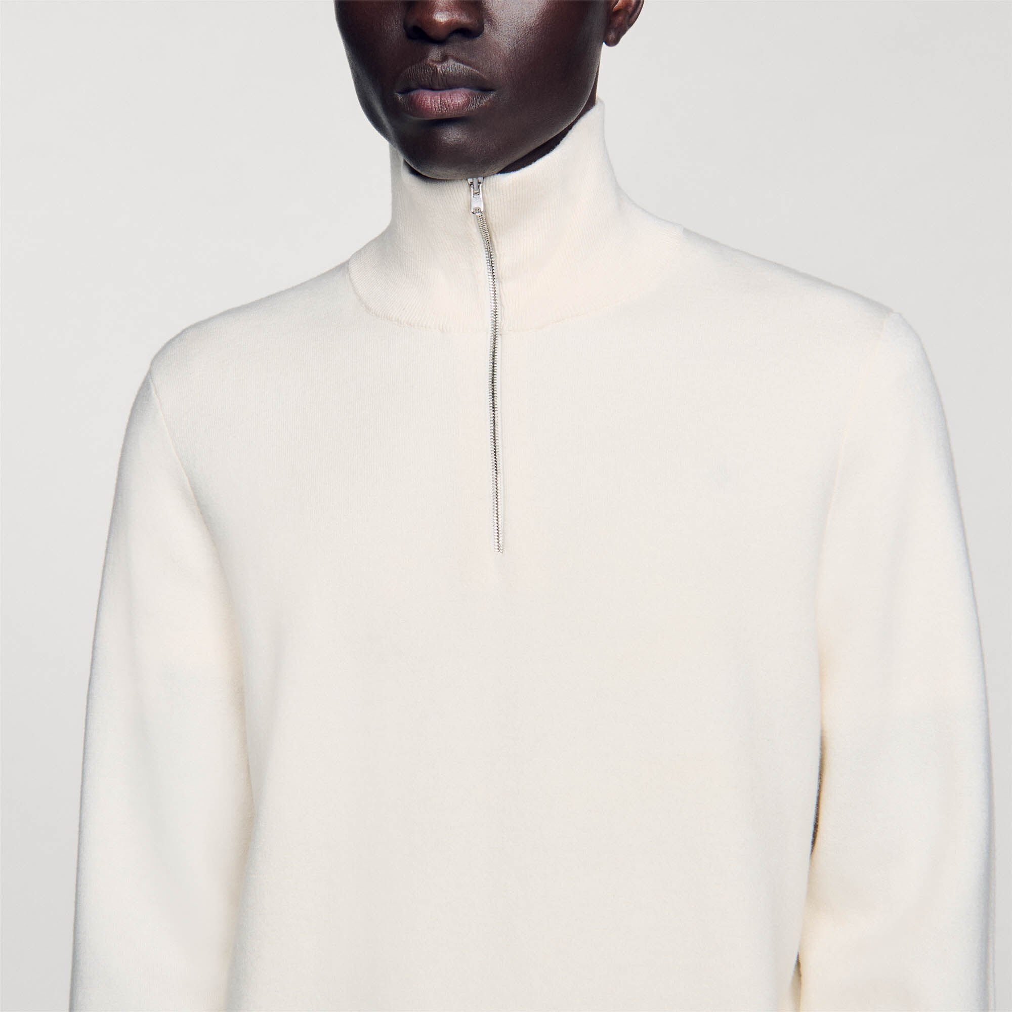 Half-Zip sweater Ecru Sandro Men
