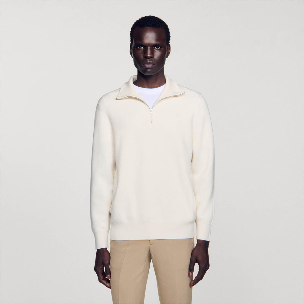 Half-Zip sweater Ecru Sandro Men
