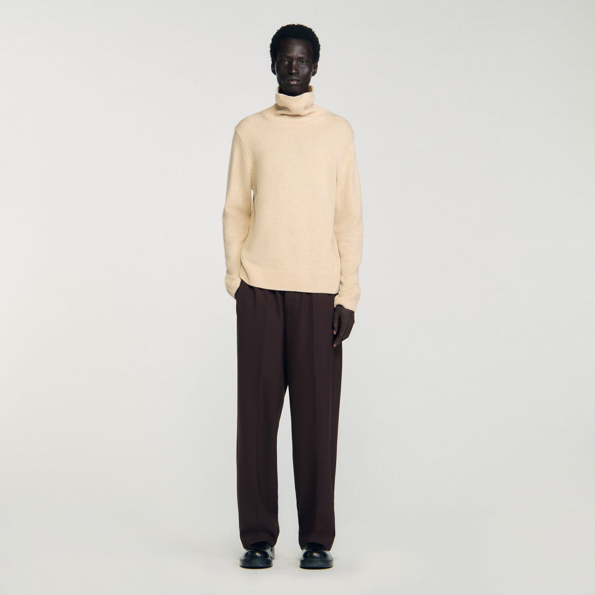 Wool and cashmere turtleneck Beige Sandro Men