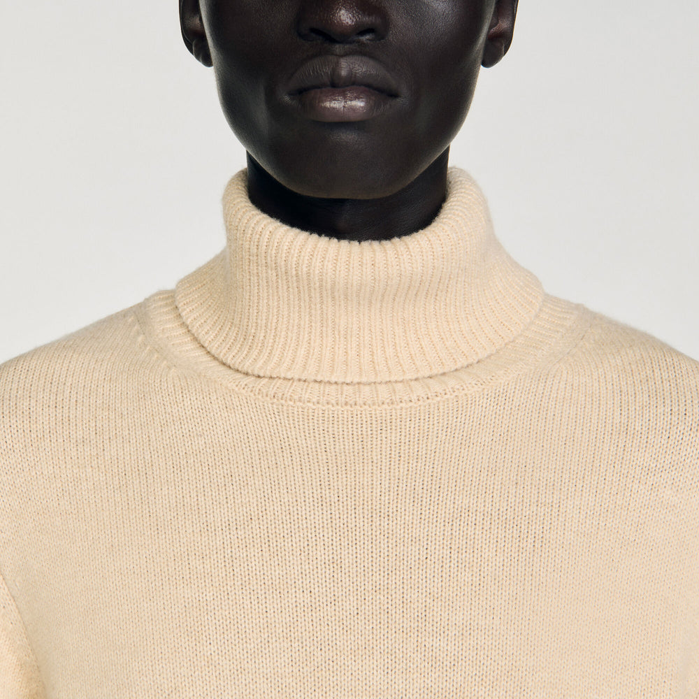 Wool and cashmere turtleneck Beige Sandro Men