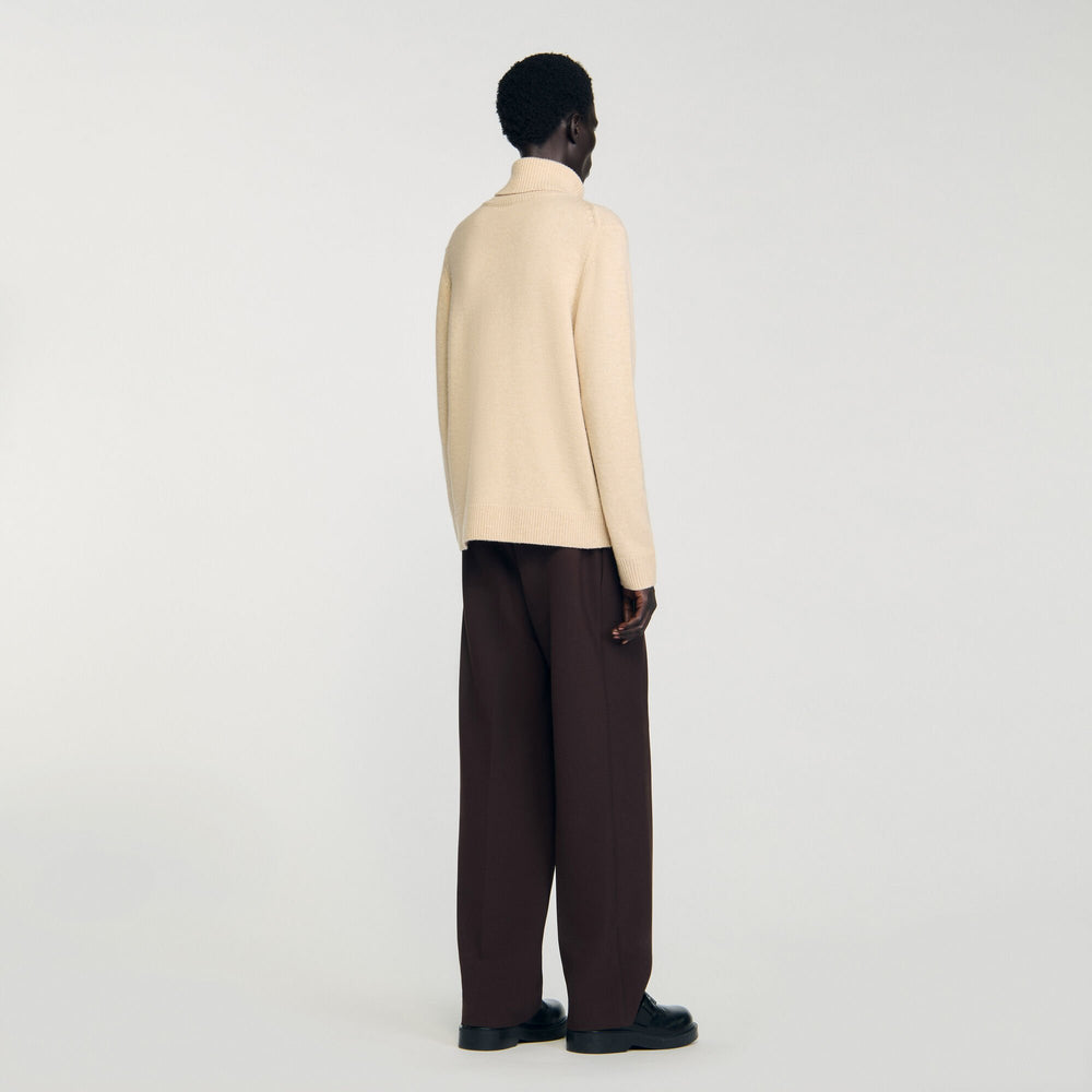 Wool and cashmere turtleneck Beige Sandro Men