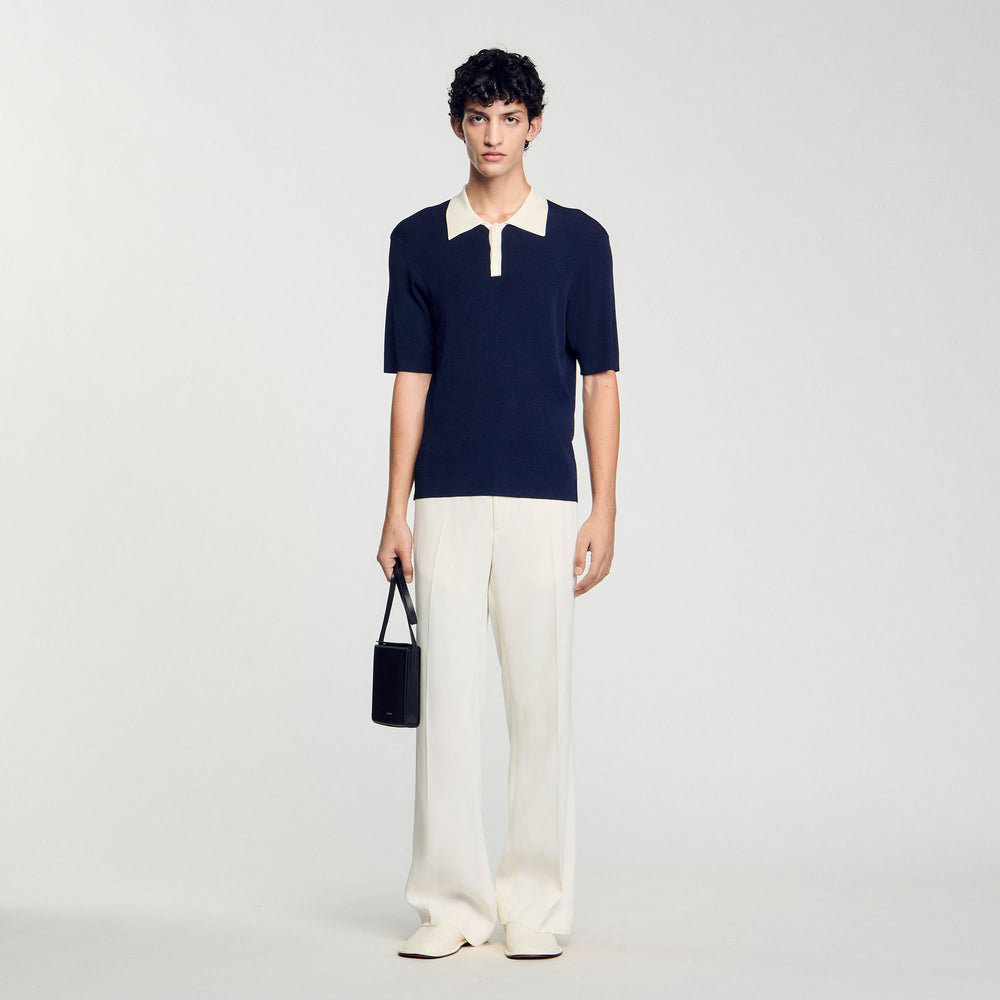 Two-tone polo shirt Navy Blue Sandro Men