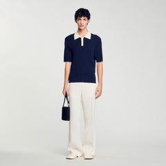 Two-tone polo shirt Navy Blue Sandro Men
