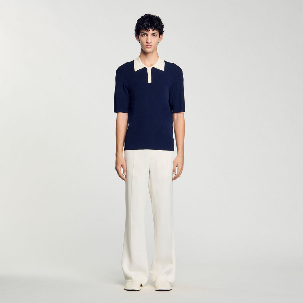 Two-tone polo shirt Navy Blue Sandro Men
