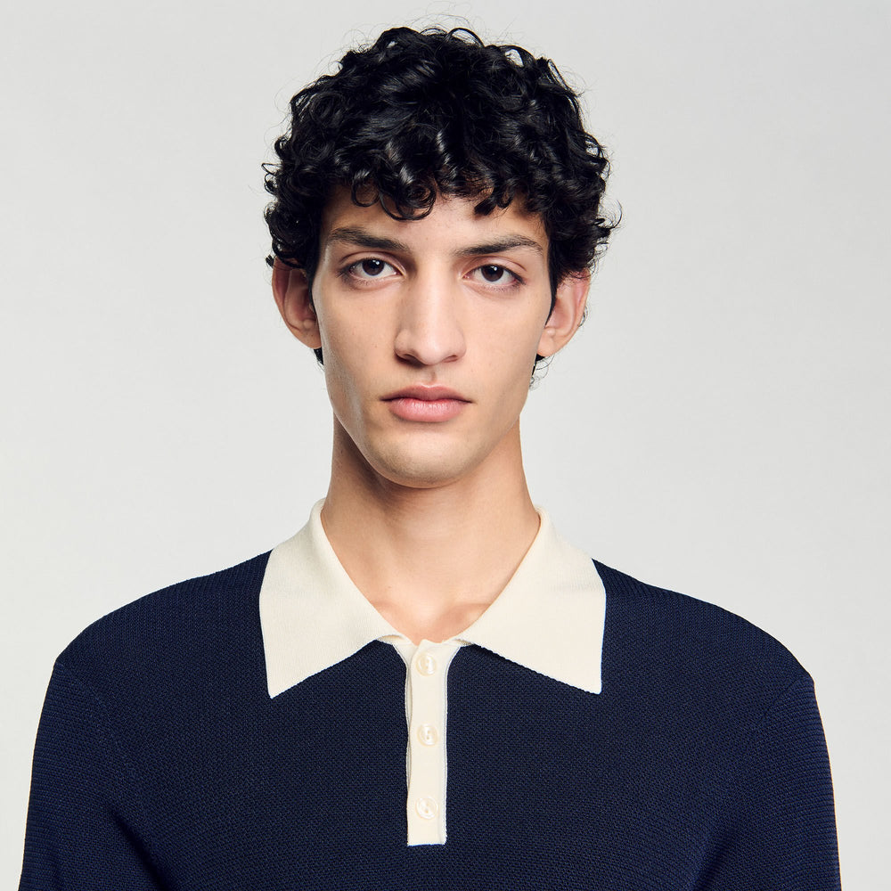 Two-tone polo shirt Navy Blue Sandro Men