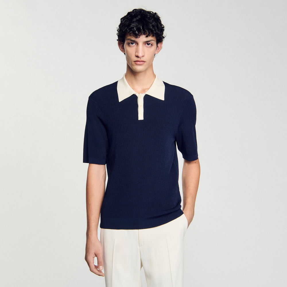 Two-tone polo shirt Navy Blue Sandro Men
