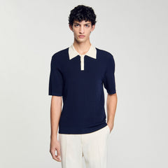 Two-tone polo shirt Navy Blue Sandro Men