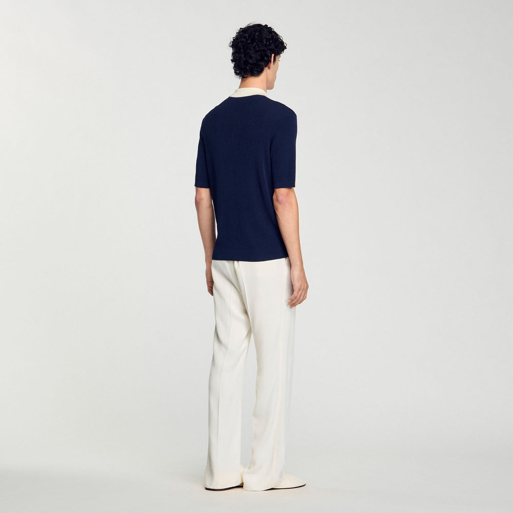 Two-tone polo shirt Navy Blue Sandro Men