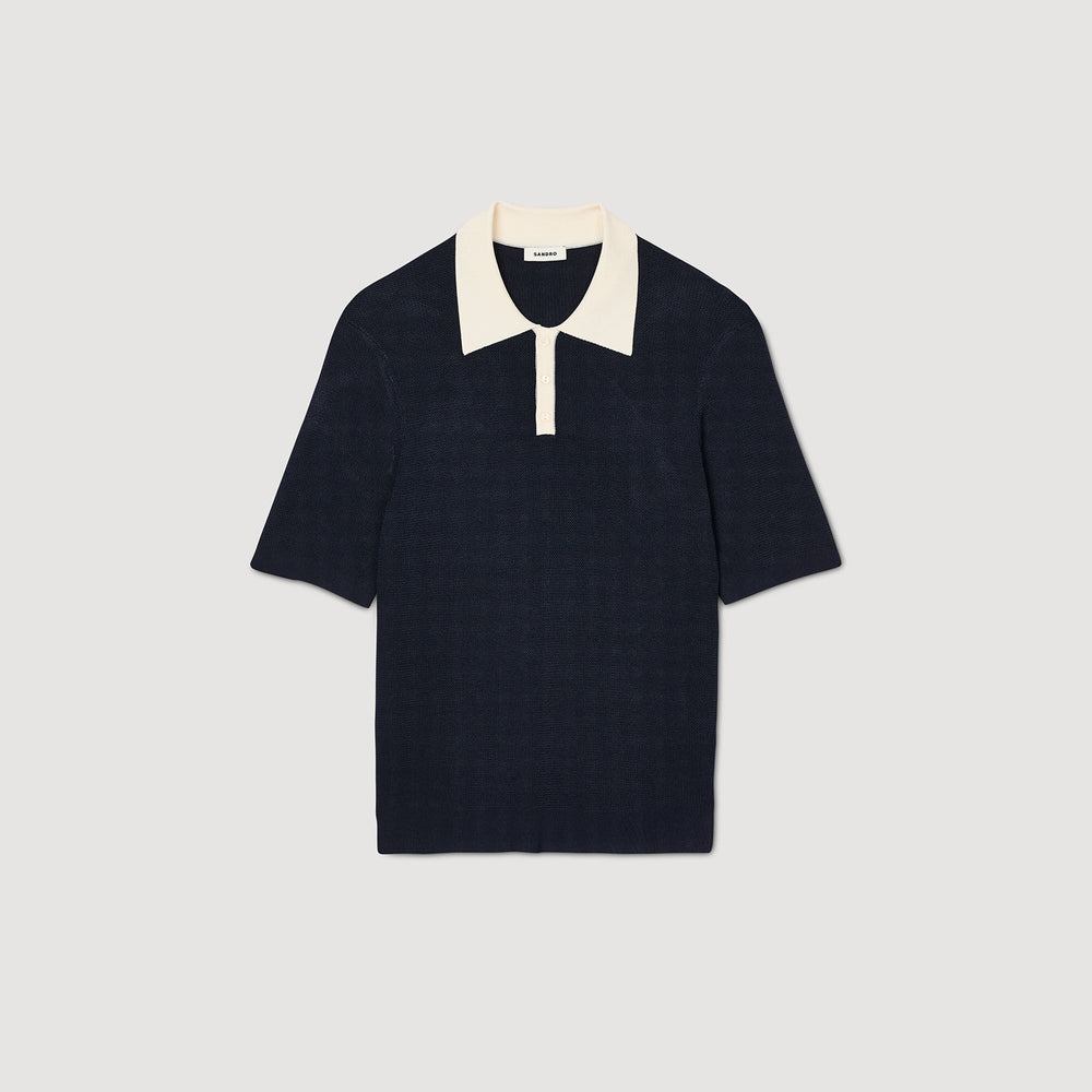 Two-tone polo shirt Navy Blue Sandro Men
