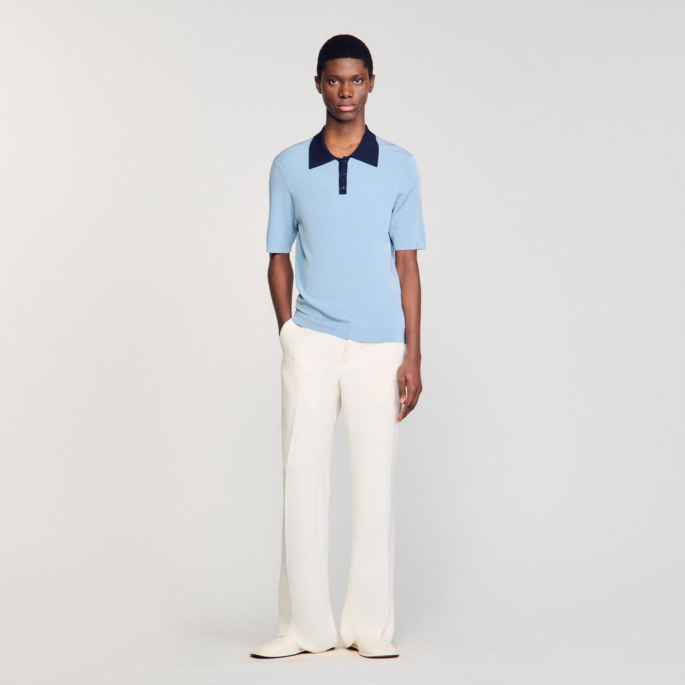 Two-tone polo shirt Chambray Sandro Men