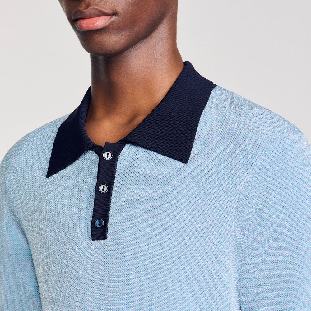 Two-tone polo shirt Chambray Sandro Men