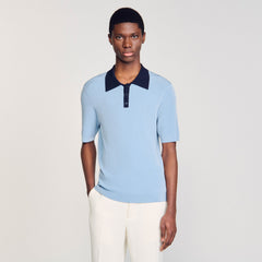 Two-tone polo shirt Chambray Sandro Men
