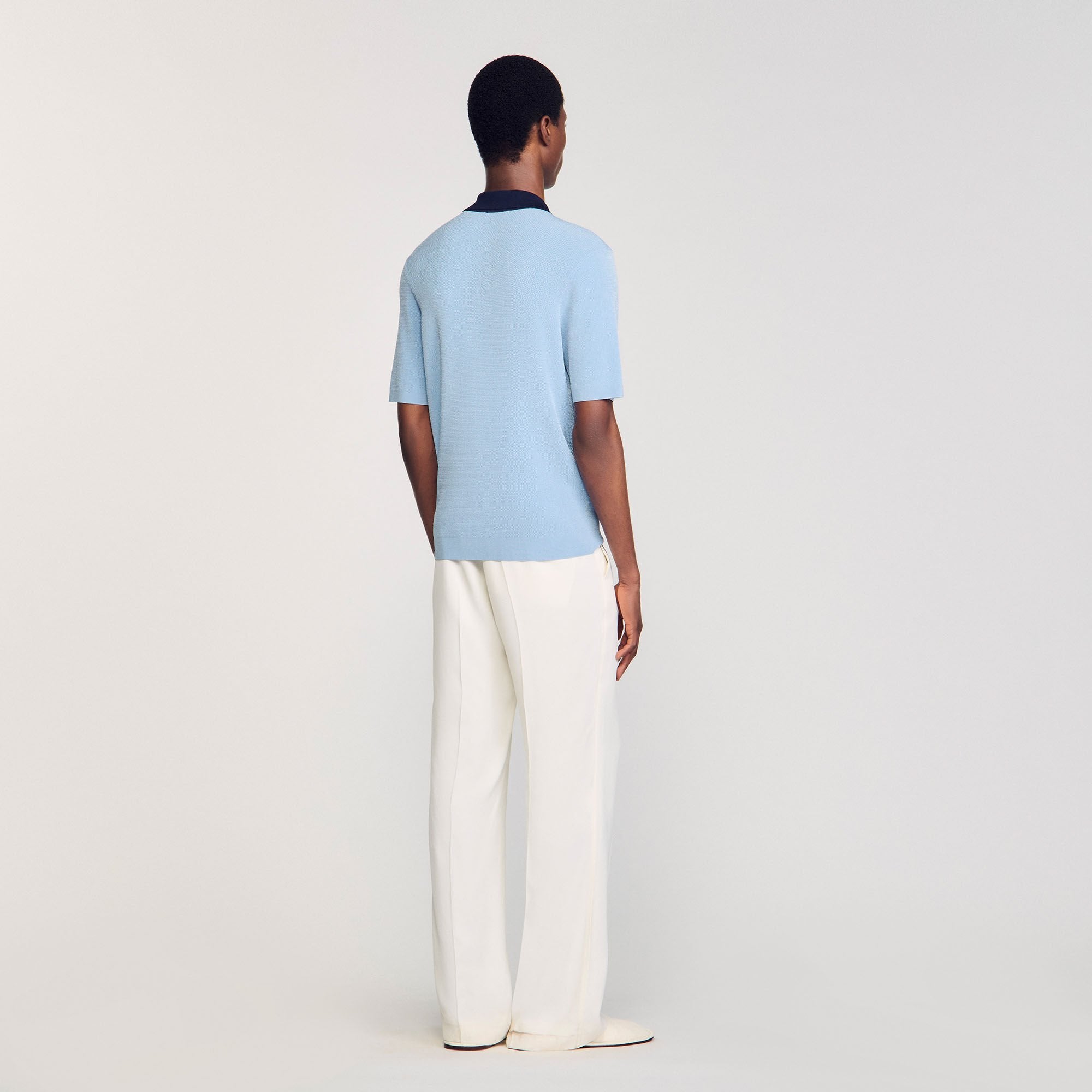 Two-tone polo shirt Chambray Sandro Men