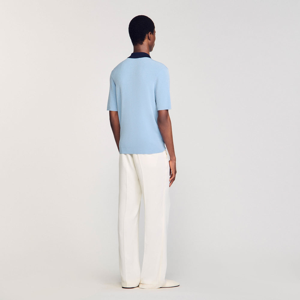 Two-tone polo shirt Chambray Sandro Men