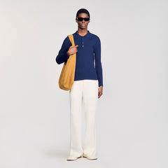 Rib knit polo shirt Royal Blue Sandro Men