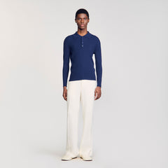 Rib knit polo shirt Royal Blue Sandro Men