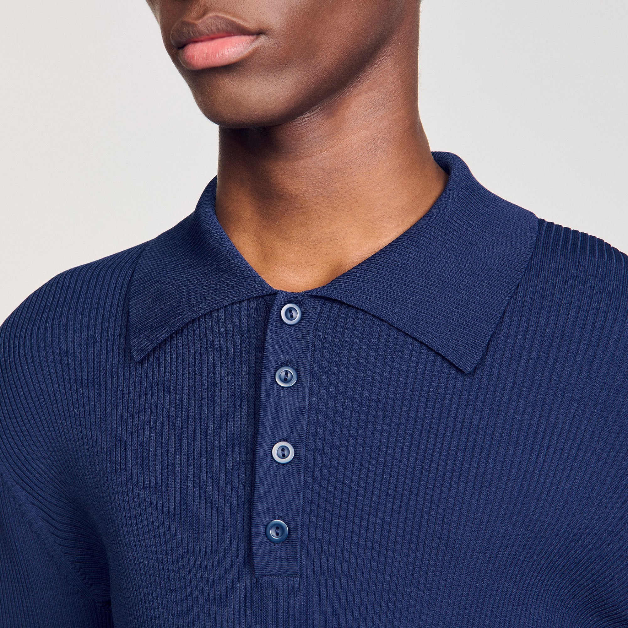 Rib knit polo shirt Royal Blue Sandro Men
