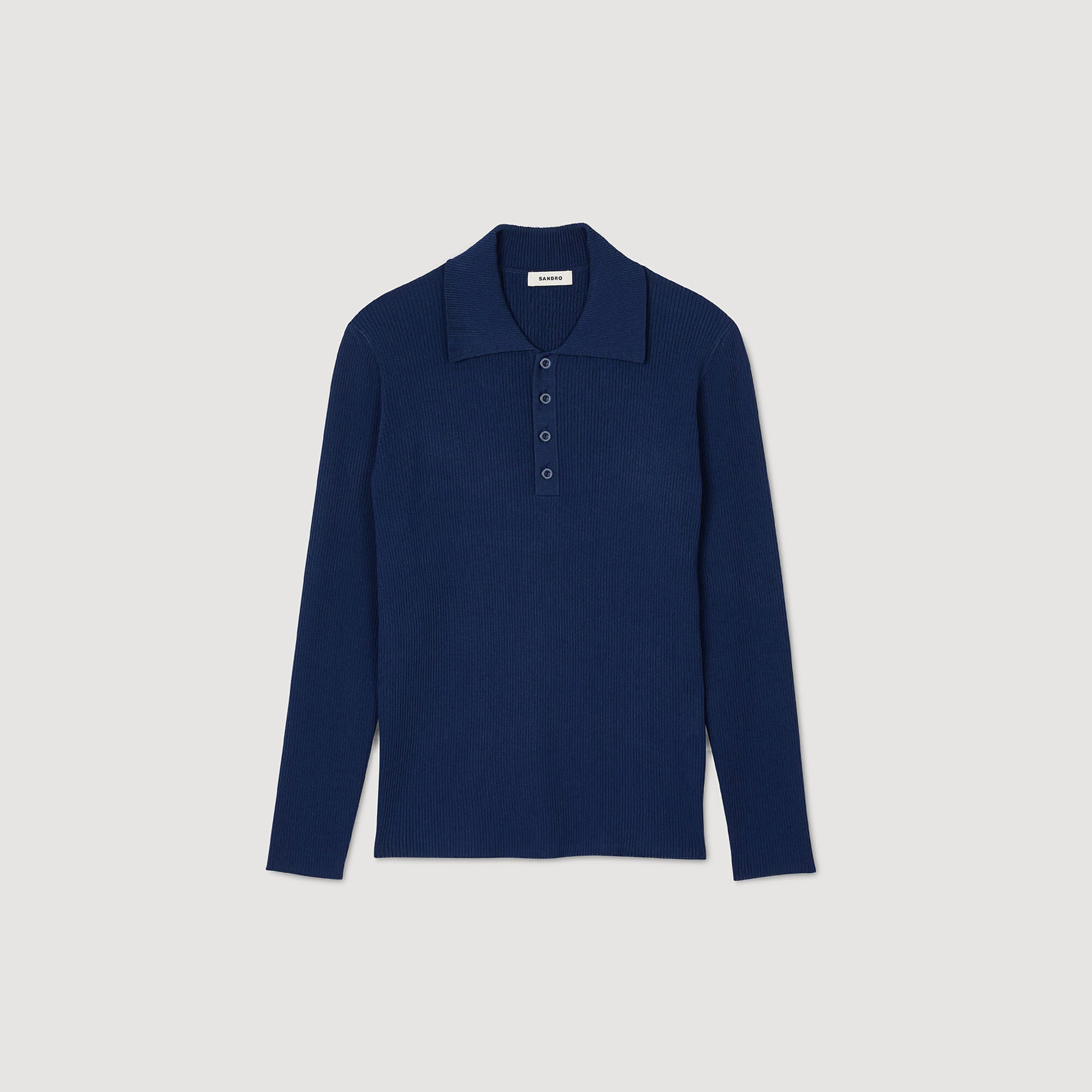 Rib knit polo shirt Royal Blue Sandro Men