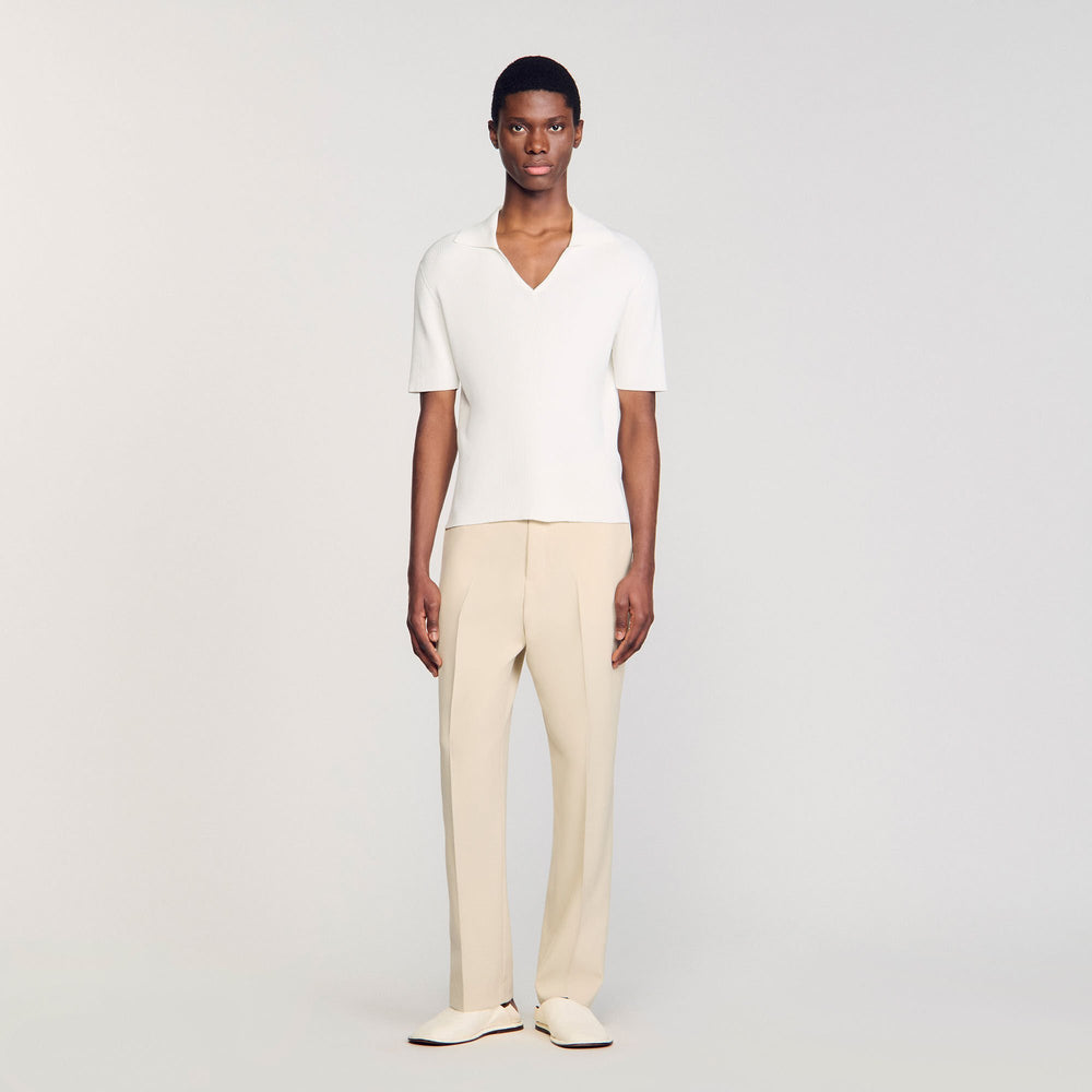 Rib knit polo shirt Optic White Sandro Men