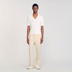 Rib knit polo shirt Optic White Sandro Men