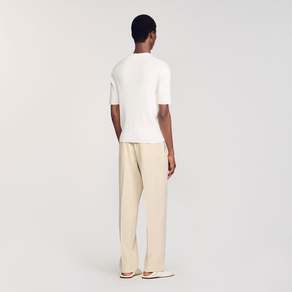 Rib knit polo shirt Optic White Sandro Men