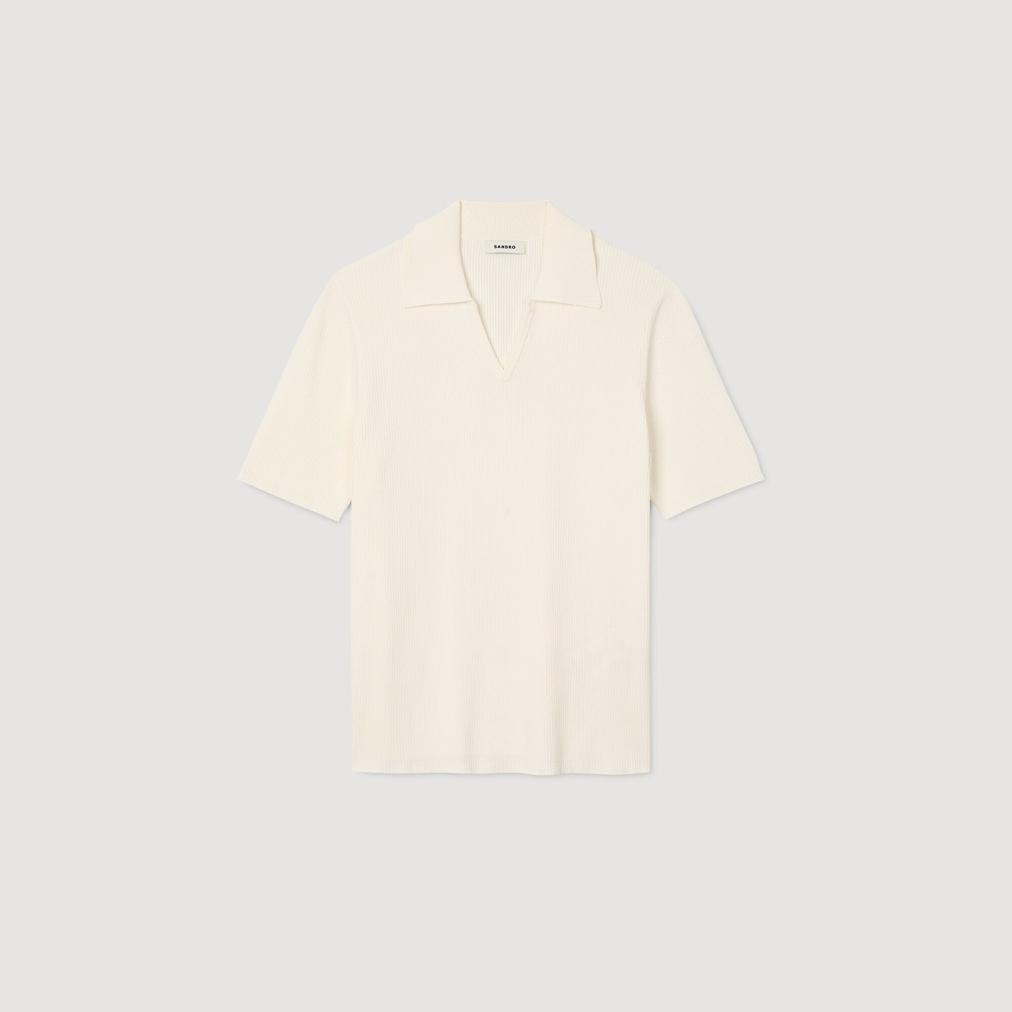 Rib knit polo shirt Optic White Sandro Men