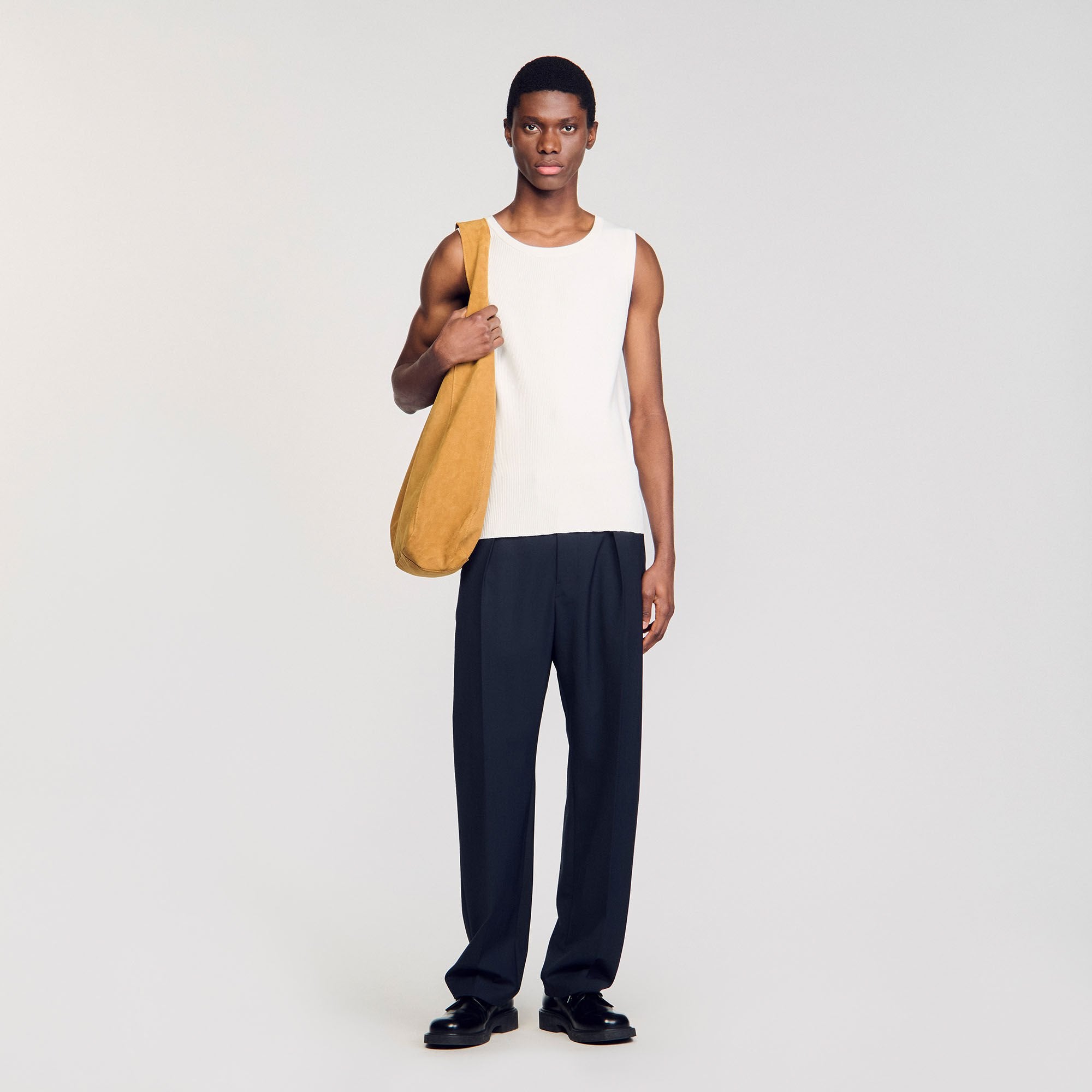 Rib knit vest top Optic White Sandro Men