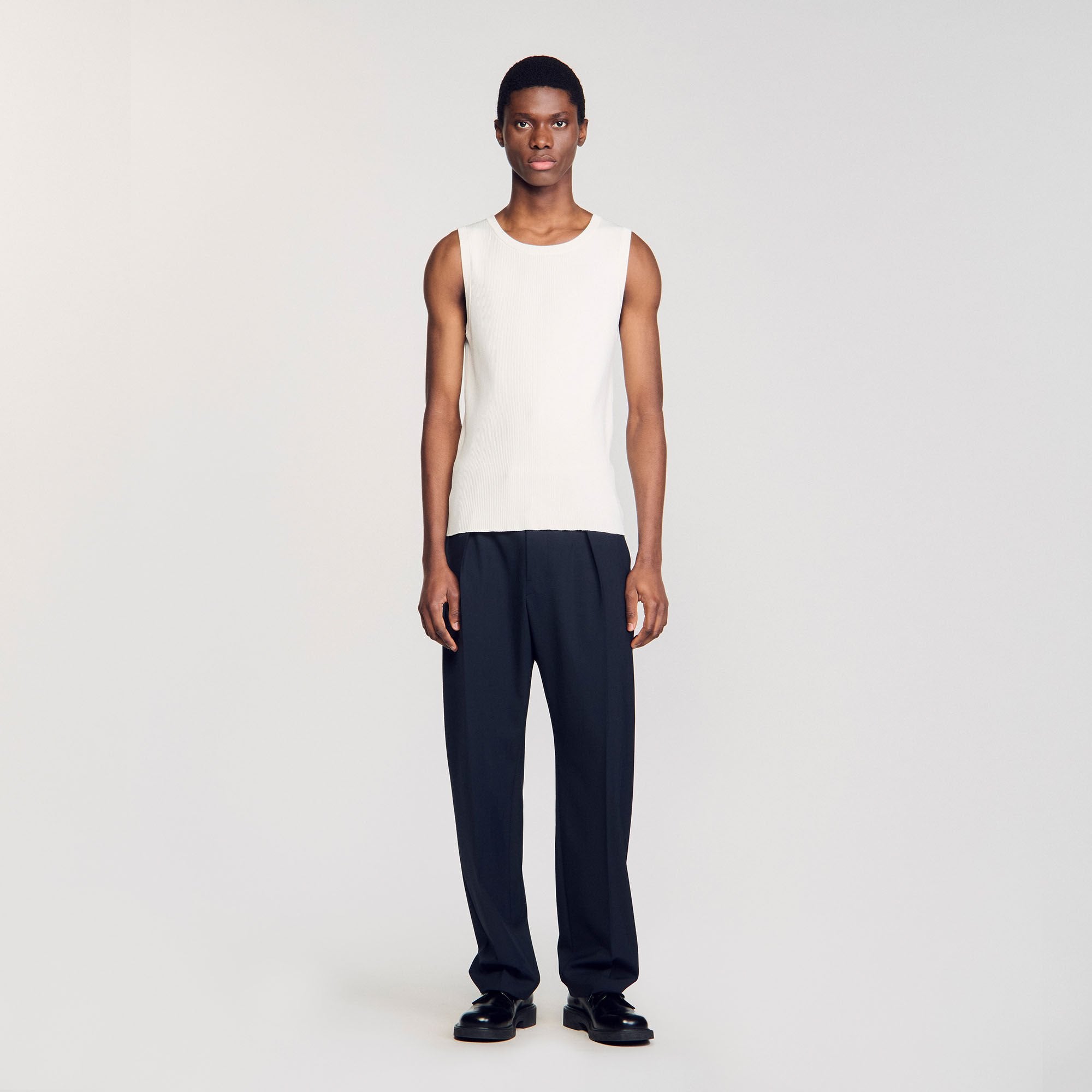 Rib knit vest top Optic White Sandro Men