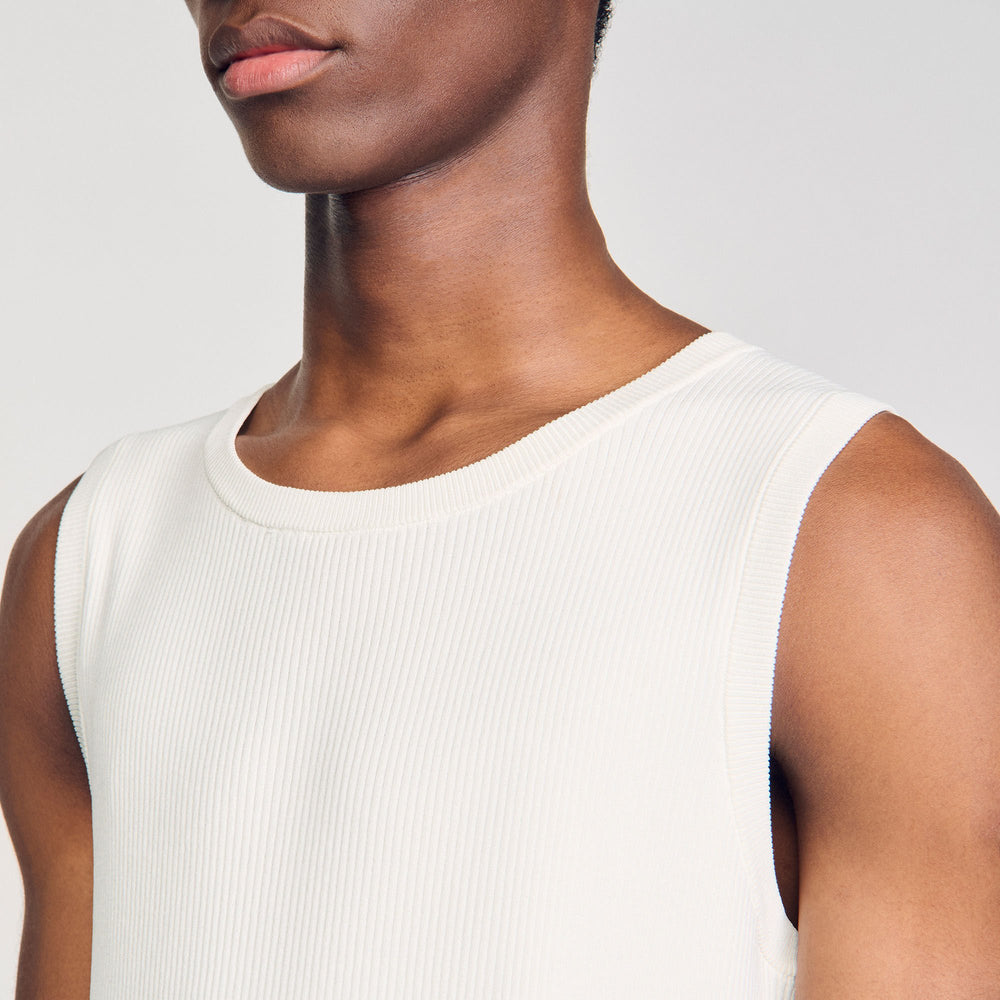 Rib knit vest top Optic White Sandro Men
