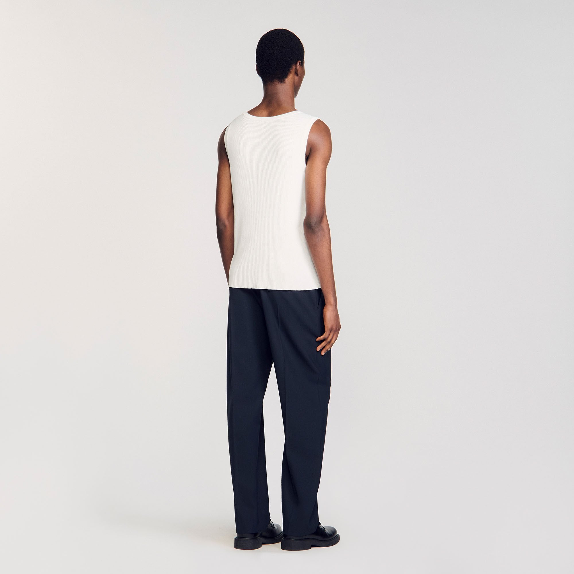 Rib knit vest top Optic White Sandro Men