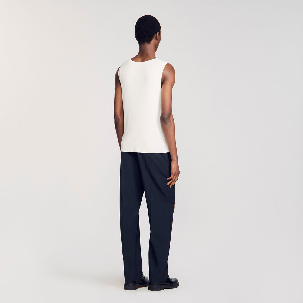 Rib knit vest top Optic White Sandro Men