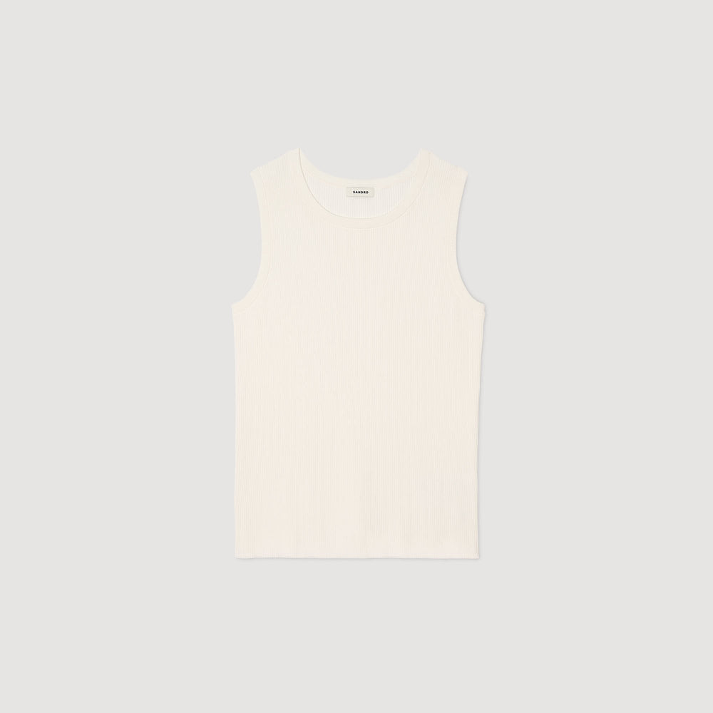 Rib knit vest top Optic White Sandro Men