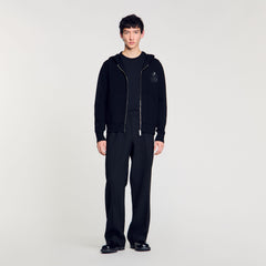 Zip-up cardigan with snake detail Black Sandro Men