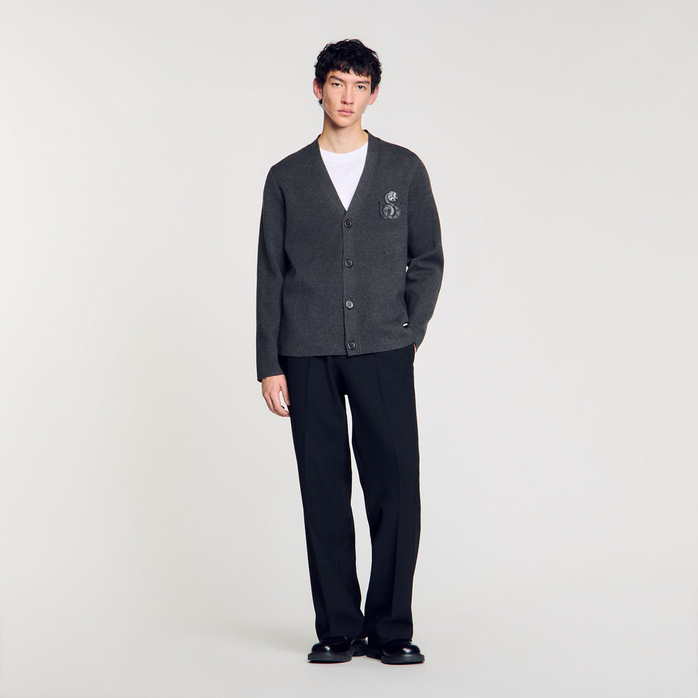 Cardigan with snake detail Lime Sandro Men