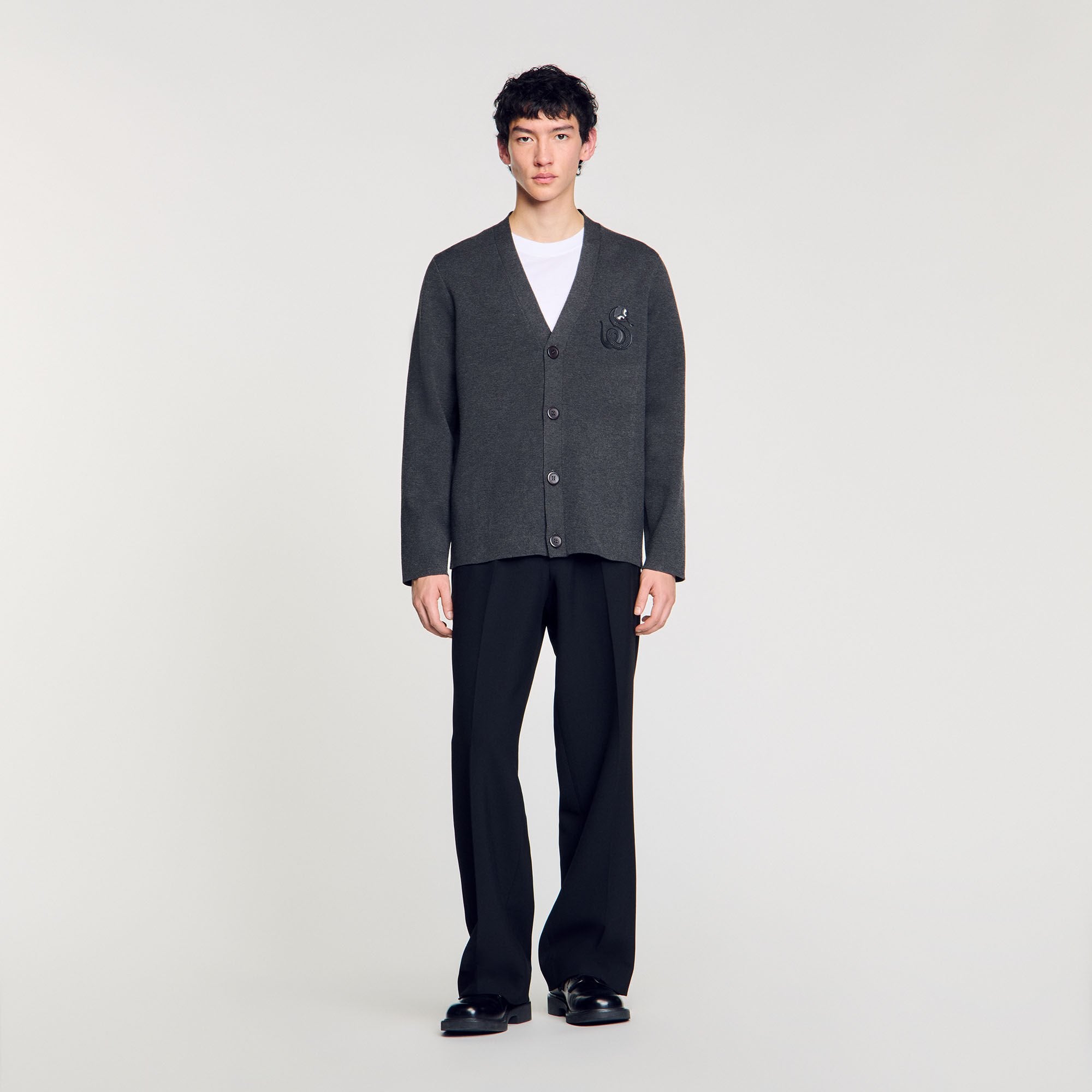 Cardigan with snake detail Lime Sandro Men