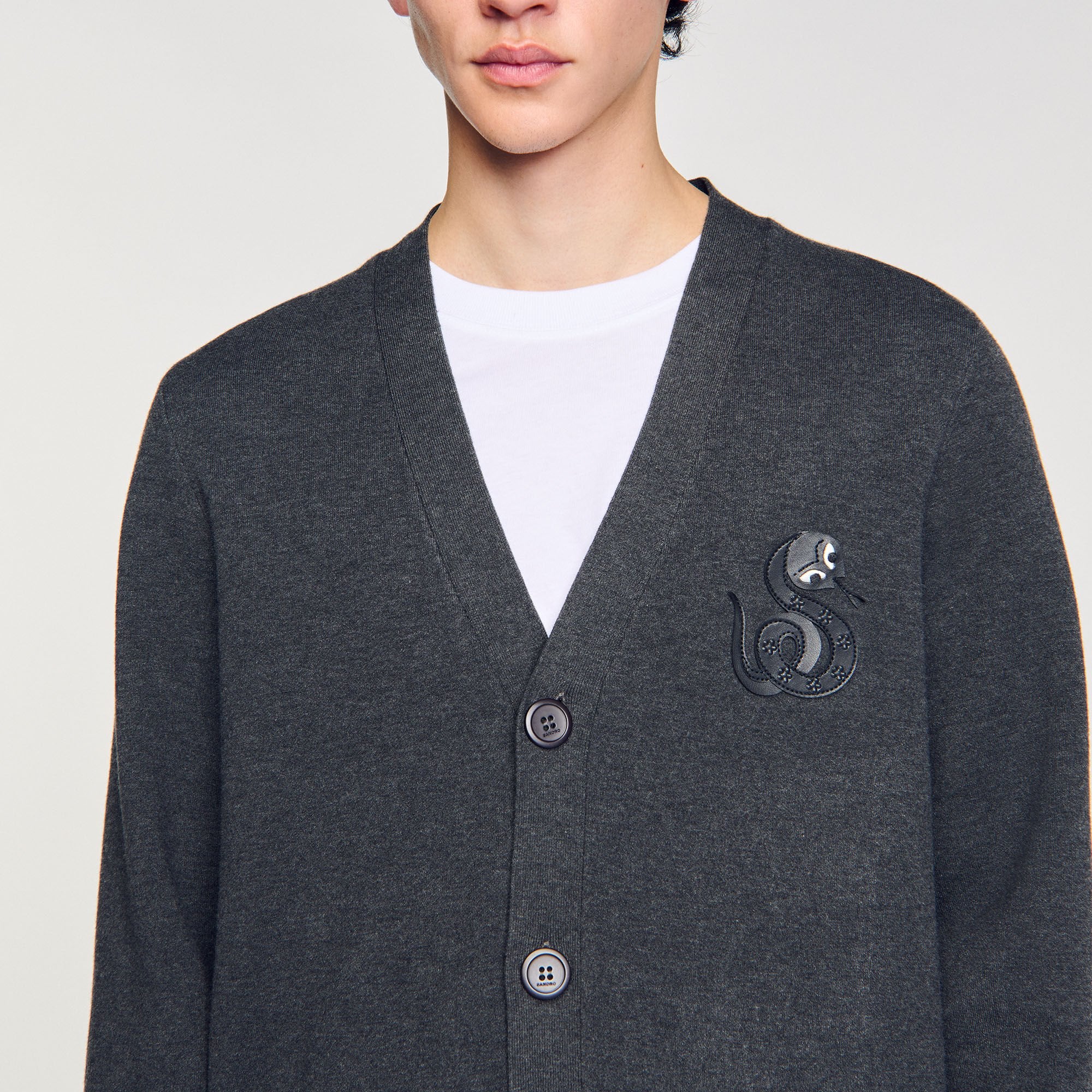 Cardigan with snake detail Lime Sandro Men