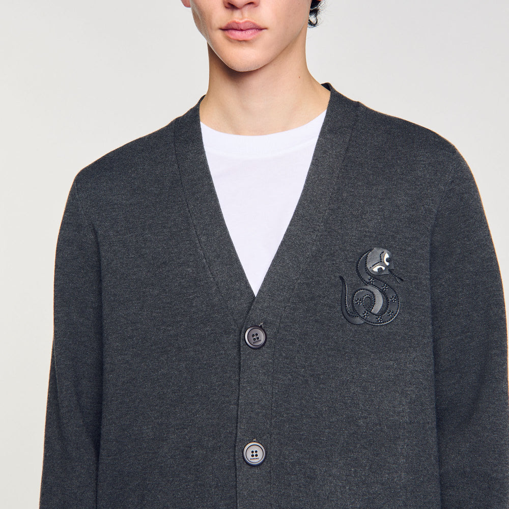 Cardigan with snake detail Lime Sandro Men