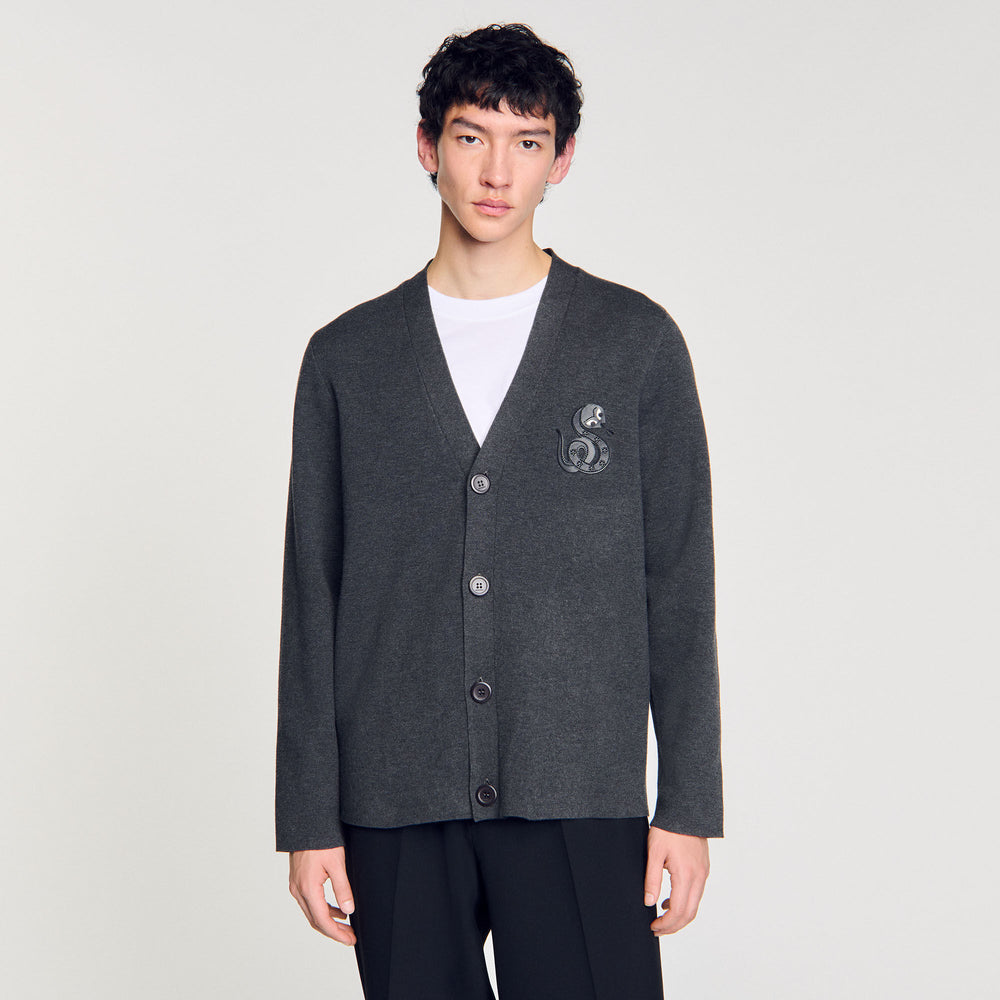 Cardigan with snake detail Lime Sandro Men