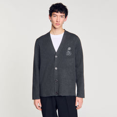 Cardigan with snake detail Lime Sandro Men