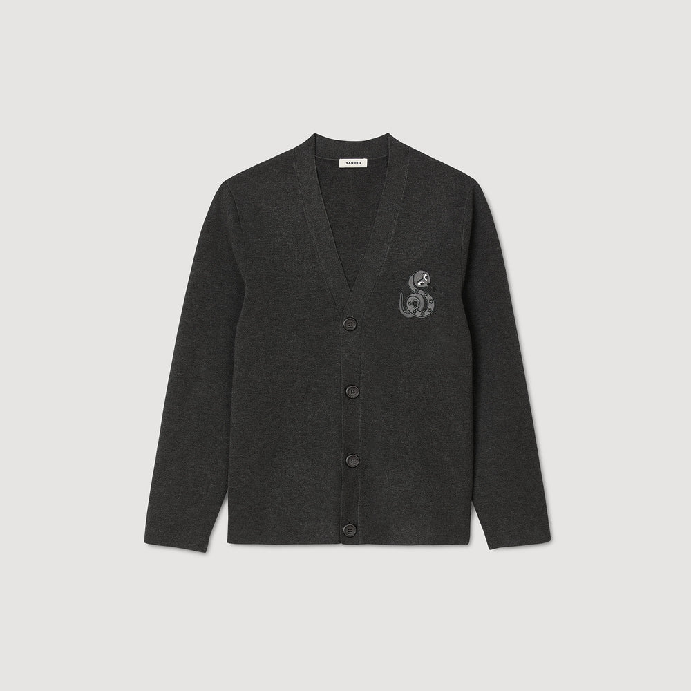 Cardigan with snake detail Lime Sandro Men