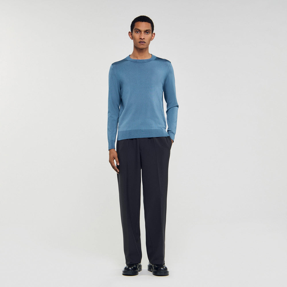 Fine knit sweater Blue Office Sandro Men