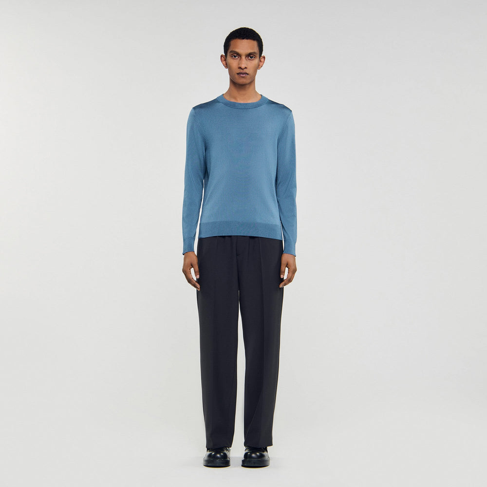 Fine knit sweater Blue Office Sandro Men