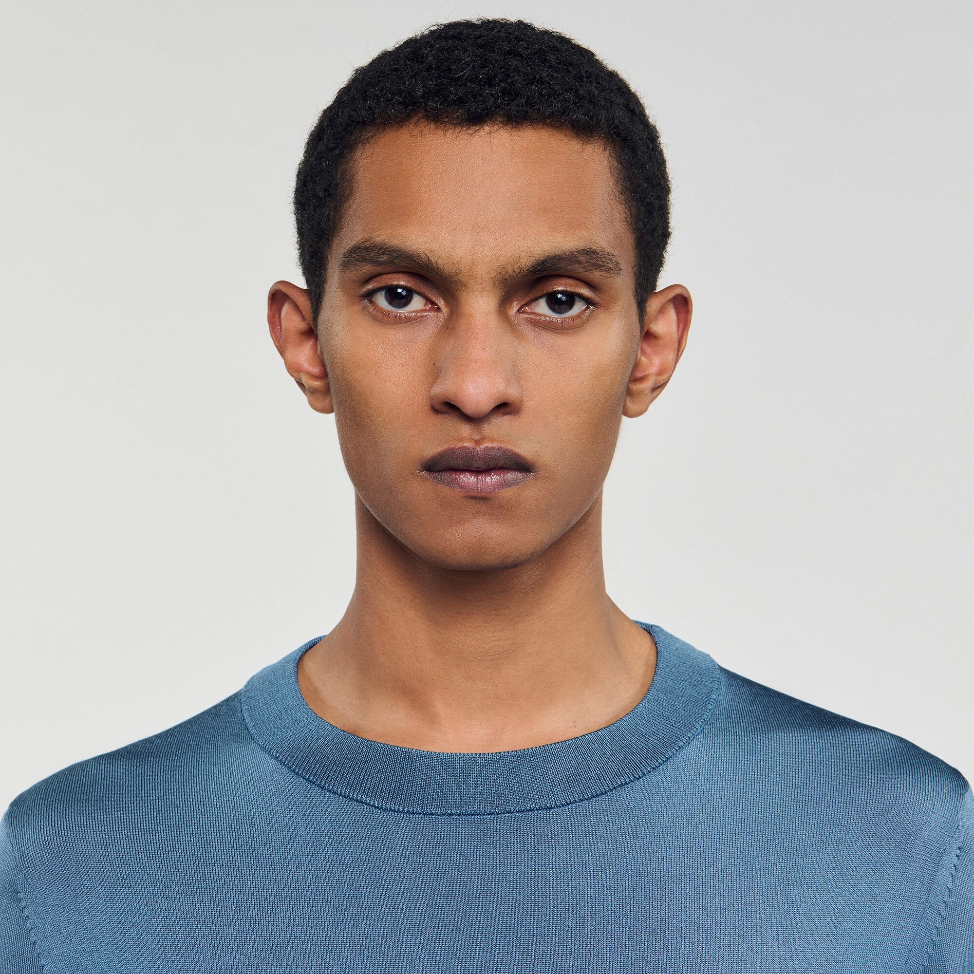 Fine knit sweater Blue Office Sandro Men