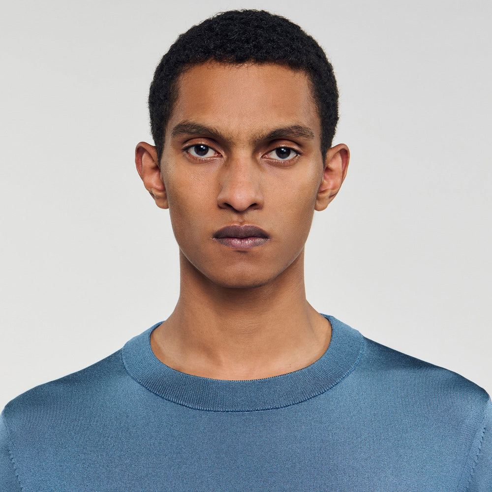 Fine knit sweater Blue Office Sandro Men