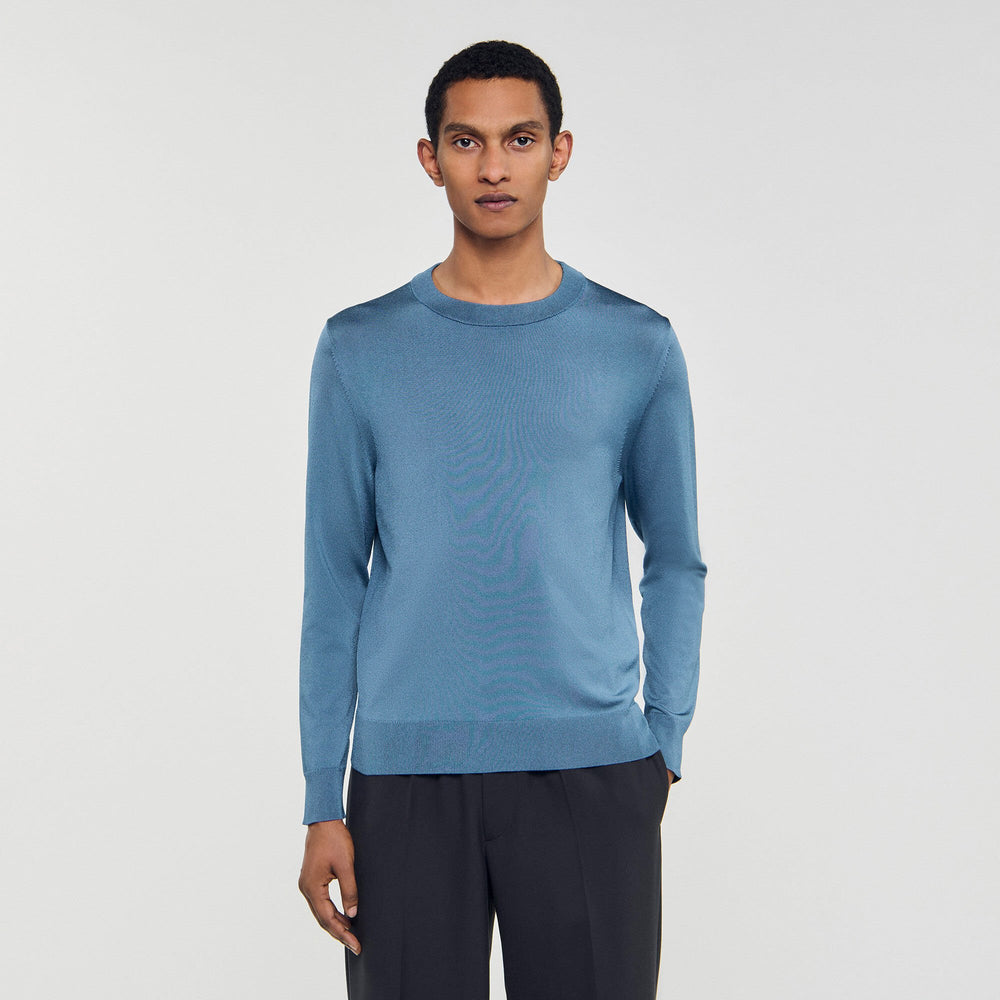 Fine knit sweater Blue Office Sandro Men