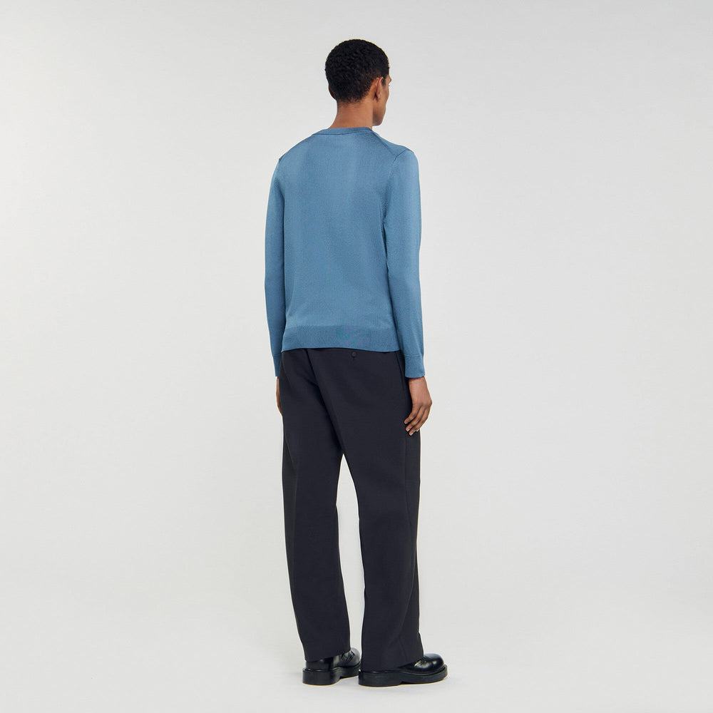 Fine knit sweater Blue Office Sandro Men