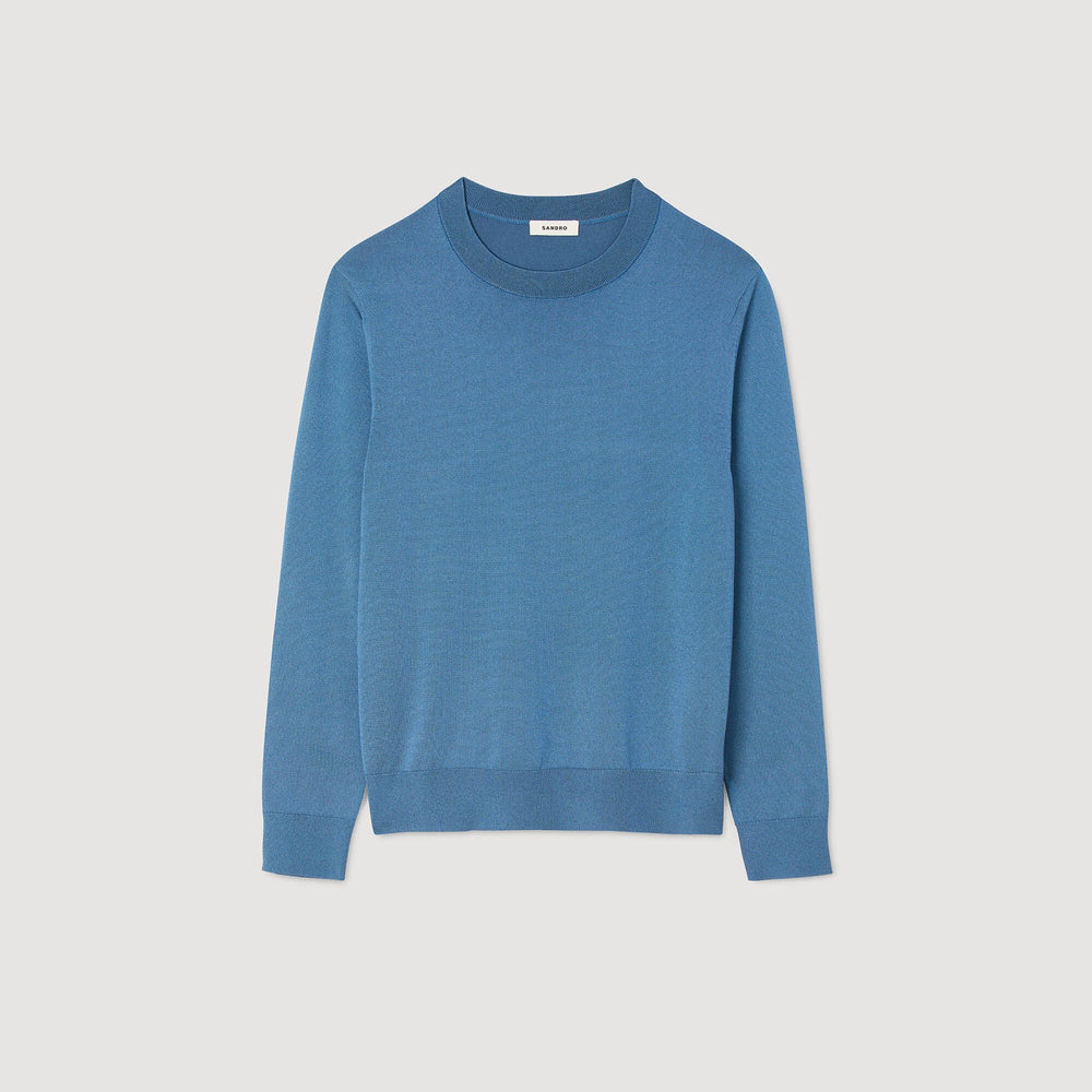 Fine knit sweater Blue Office Sandro Men