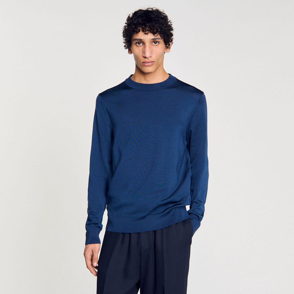 Fine knit sweater Royal Blue Sandro Men
